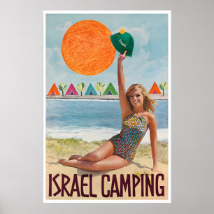 Póster Cartel de viaje a Israel Cartel retro de camping V