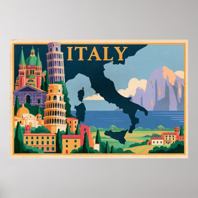 Póster cartel de viaje a Italia (Frente)
