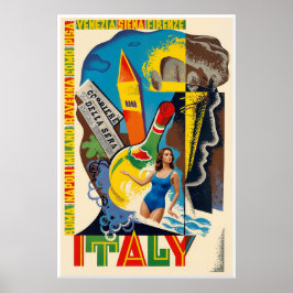 Póster Cartel de viaje a Italia