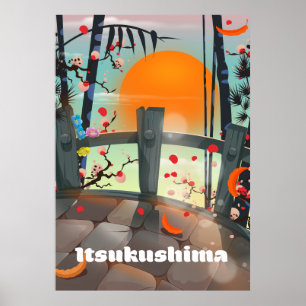 Póster cartel de viaje a Itsukushima Japón