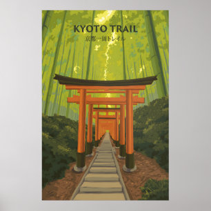 Póster Cartel de viaje a Japón del sendero de Kyoto