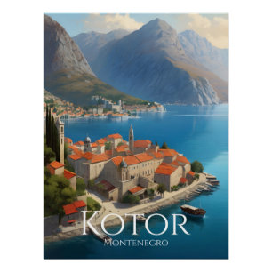 Póster Cartel de viaje a Kotor Montenegro