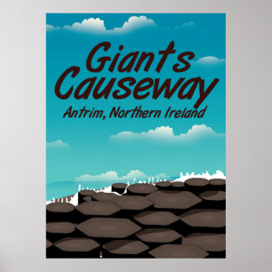 Póster cartel de viaje a la calzada del gigante de Irland
