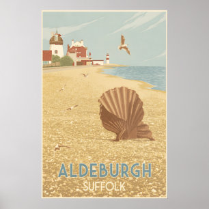 Póster Cartel de viaje a la costa de Aldeburgh Suffolk