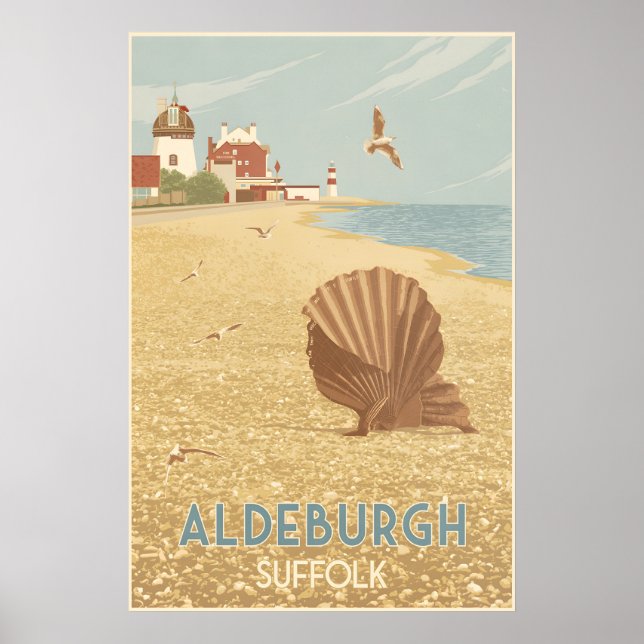 Póster Cartel de viaje a la costa de Aldeburgh Suffolk (Frente)