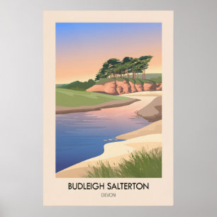 Póster Cartel de viaje a la costa de Budleigh Salterton D
