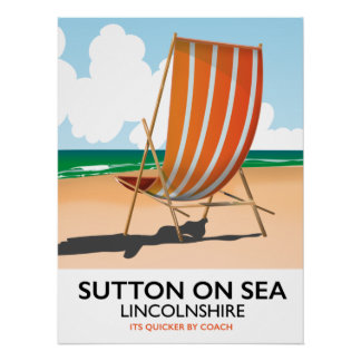 Póster Cartel de viaje a la costa de Sutton on Sea.