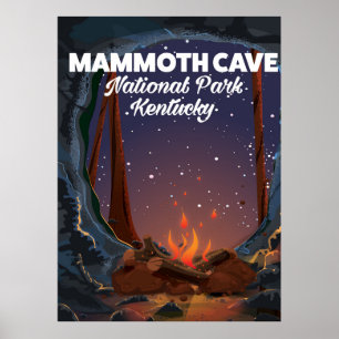 Póster Cartel de viaje a la cueva Mammoth de Kentucky