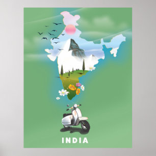 Póster Cartel de viaje a la India