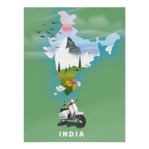 Póster Cartel de viaje a la India