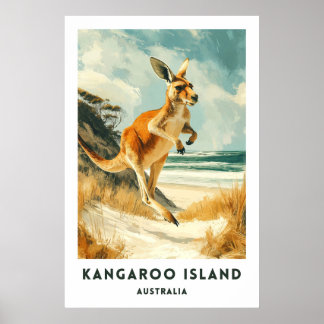 Póster Cartel de viaje a la Isla Canguro de Australia