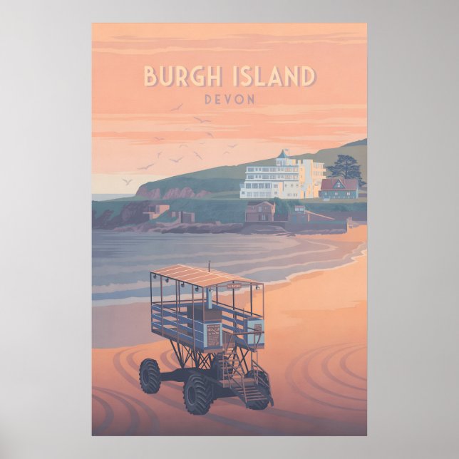 Póster Cartel de viaje a la isla de Burgh Devon (Frente)