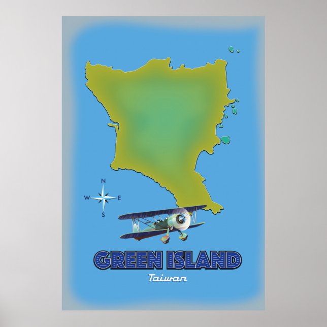 Póster Cartel de viaje a la Isla Verde de Taiwán. (Frente)