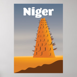 Póster Cartel de viaje a la Mezquita de Agadez Níger