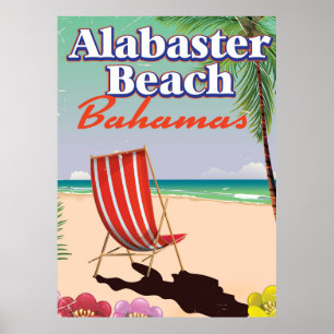 Póster Cartel de viaje a la playa de alabastro Bahamas