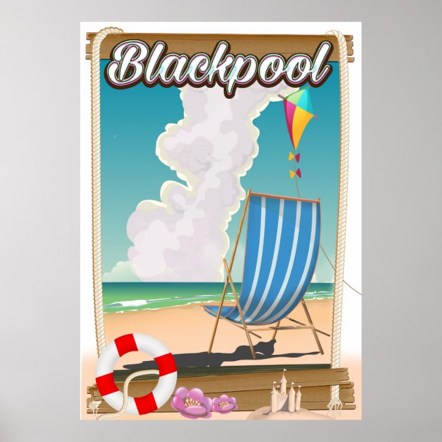 Póster cartel de viaje a la playa de Blackpool junto al m (Frente)