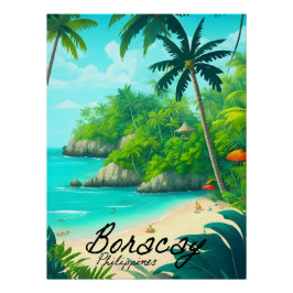 Póster Cartel de viaje a la playa de Boracay Filipinas