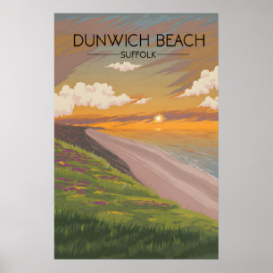Póster Cartel de viaje a la playa de Dunwich Suffolk junt