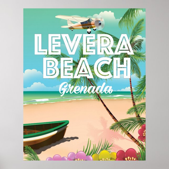 Póster Cartel de viaje a la playa de Grenada levera (Frente)