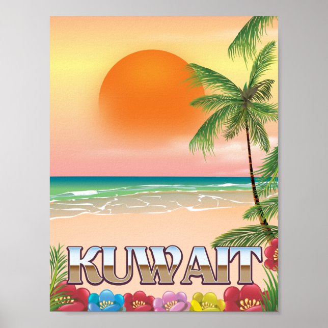 Póster cartel de viaje a la playa de Kuwait (Frente)