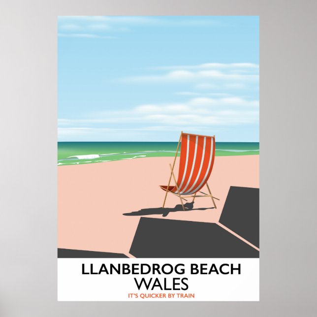 Póster Cartel de viaje a la playa de Llanbedrog en Gales (Frente)
