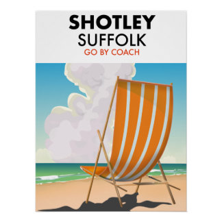 Póster Cartel de viaje a la playa de Shotley Suffolk