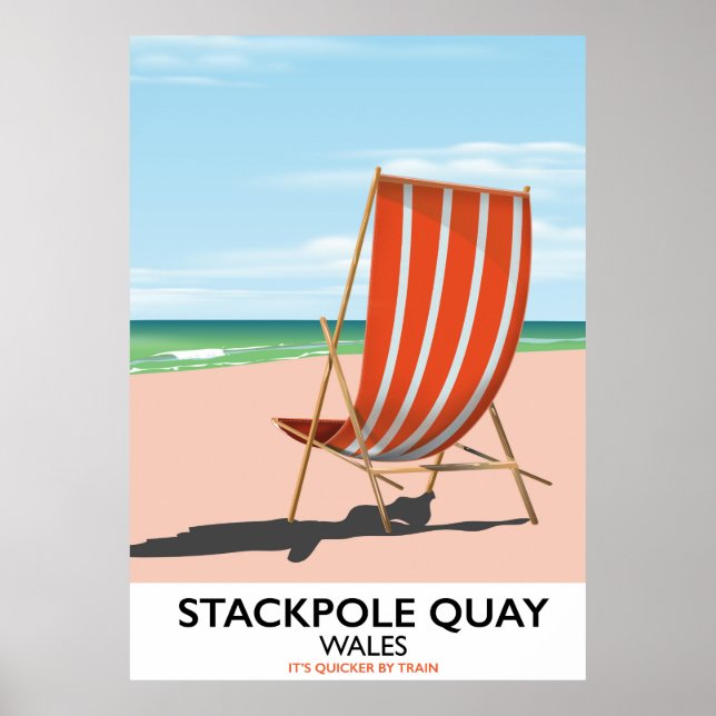 Póster Cartel de viaje a la playa de Stackpole Quay Gales (Frente)