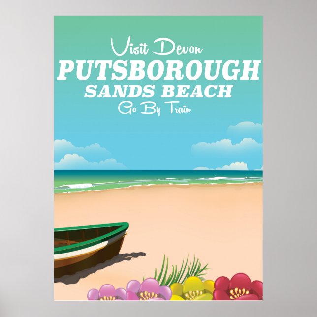 Póster Cartel de viaje a la playa Putsborough Sands Devon (Frente)