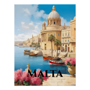 Póster Cartel de viaje a La Valeta Malta