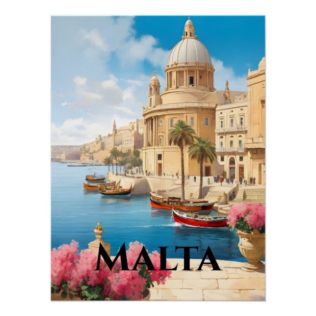 Póster Cartel de viaje a La Valeta Malta (Anverso)