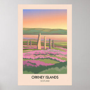 Póster Cartel de viaje a las Islas Orcadas Escocia