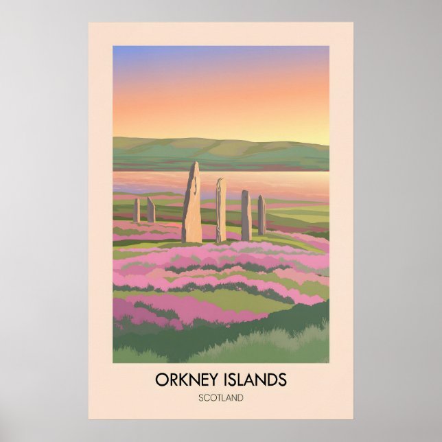 Póster Cartel de viaje a las Islas Orcadas Escocia (Frente)