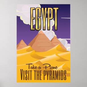 Póster cartel de viaje a las pirámides egipcias