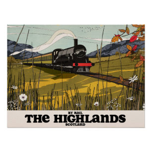 Póster Cartel de viaje a las Tierras Altas de Escocia