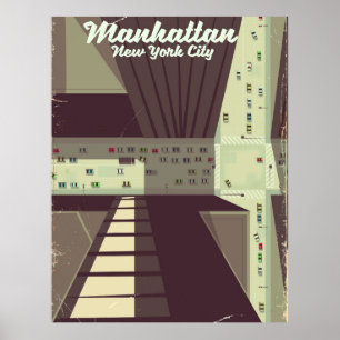 Póster Cartel de viaje a Manhattan Nueva York.