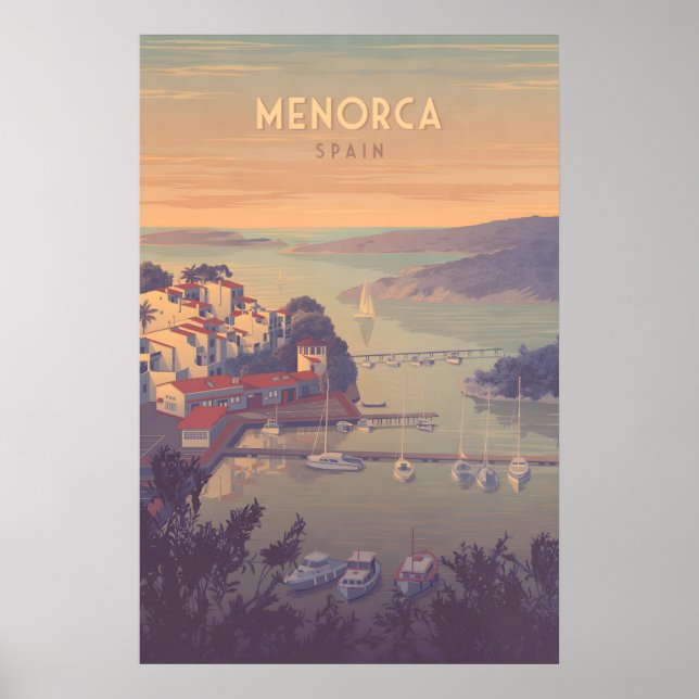Póster Cartel de viaje a Menorca España (Frente)