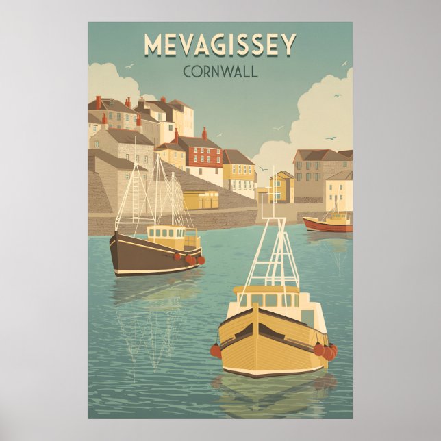 Póster Cartel de viaje a Mevagissey Cornwall (Frente)