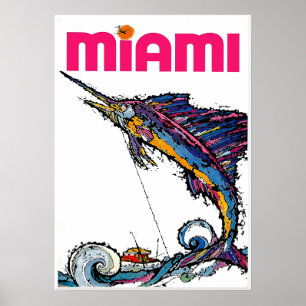Póster Cartel de viaje a Miami, Florida 