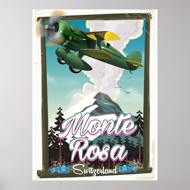 Póster Cartel de viaje a Monta Rosa Suiza (Frente)