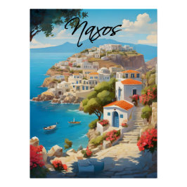 Póster Cartel de viaje a Naxos Grecia