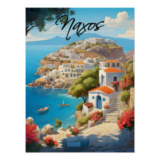 Póster Cartel de viaje a Naxos Grecia