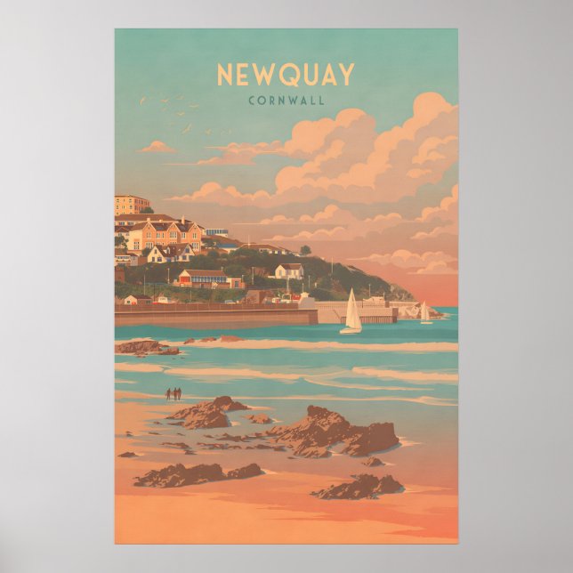 Póster Cartel de viaje a Newquay Cornwall (Frente)