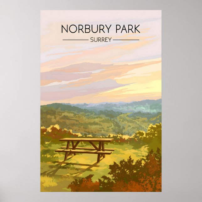 Póster Cartel de viaje a Norbury Park Surrey (Frente)