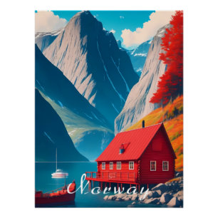 Póster Cartel de viaje a Noruega