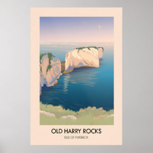 Póster Cartel de viaje a Old Harry Rocks Dorset costa