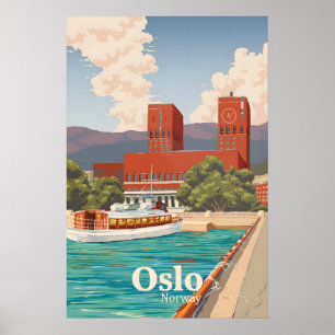 Póster Cartel de viaje a Oslo Noruega