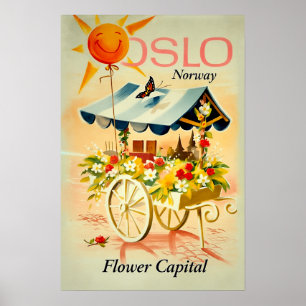 Póster Cartel de viaje a Oslo, Noruega