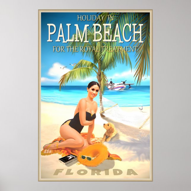 Póster Cartel de viaje a Palm Beach Florida Princesa Real (Frente)