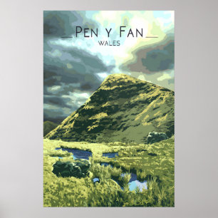 Póster Cartel de viaje a Pen Y Fan Brecon Beacons Gales
