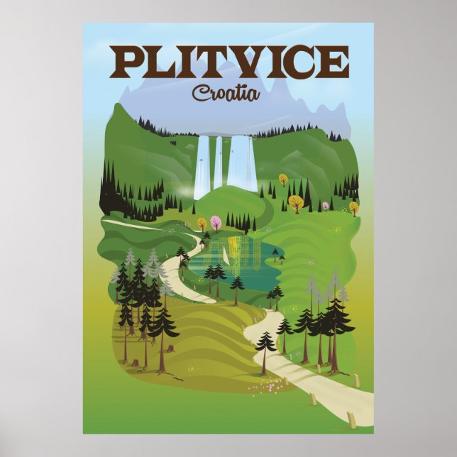 Póster cartel de viaje a Plitvice Croacia (Frente)